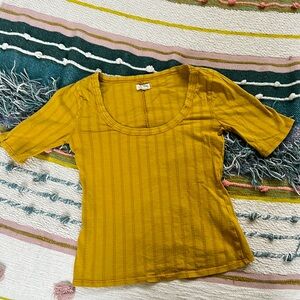 Anthropologie Pilcro Mustard scoop top